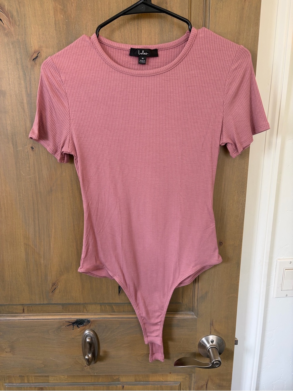 Lulu's Dusty Rose Ribbed Short Sleeve Bodysuit